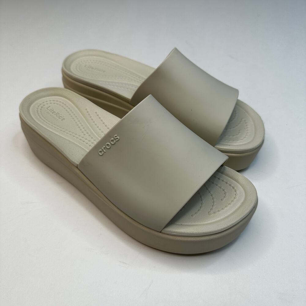 Crocs Cream Brooklyn Platform Slides - image 1